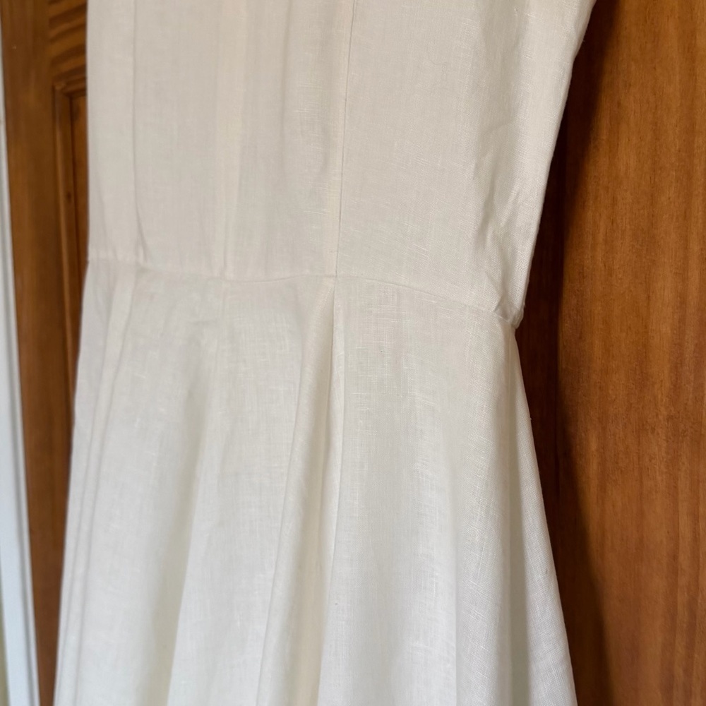 Neiman Marcus ivory 100% linen sleeveless Midi Dress - Picture 3 of 10